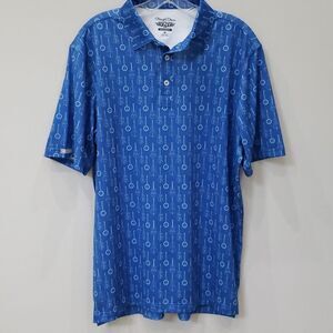 Straight Down Shirt Mens Medium Golf Polo Short Sleeve Bodiddley Guitar Design